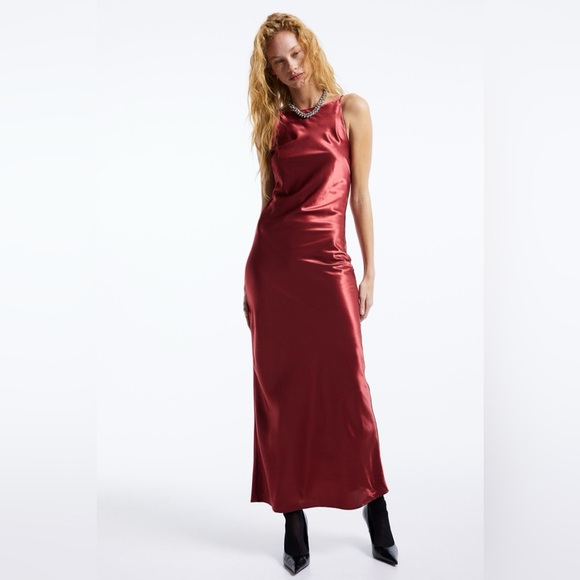 H&M Midi Dress with Sheen in Red - New with Tags (NWT) - Picture 1 of 12